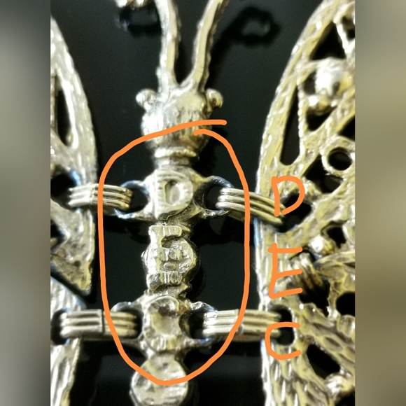 Rare JULIANA DELIZZA & ELSTER DEC Giant Butterfly Pendant Necklace Glass - Picture 9 of 11